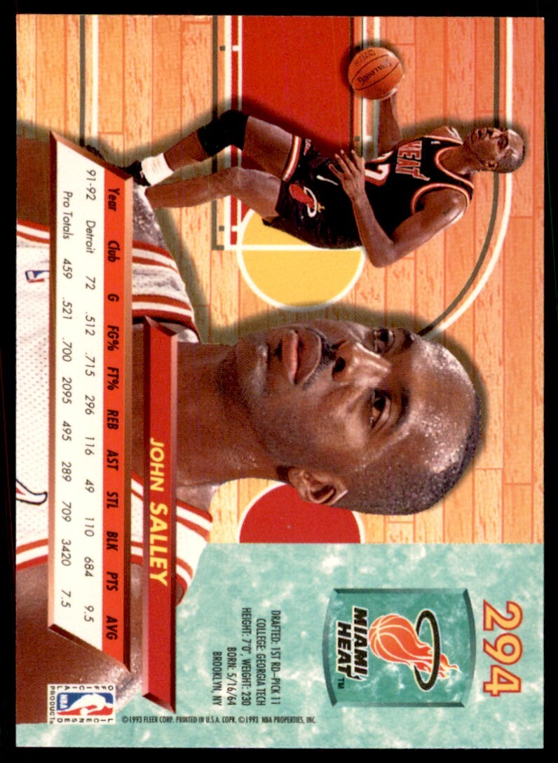 1992-93 Fleer Ultra. John Salley A Basketball Cards. #294