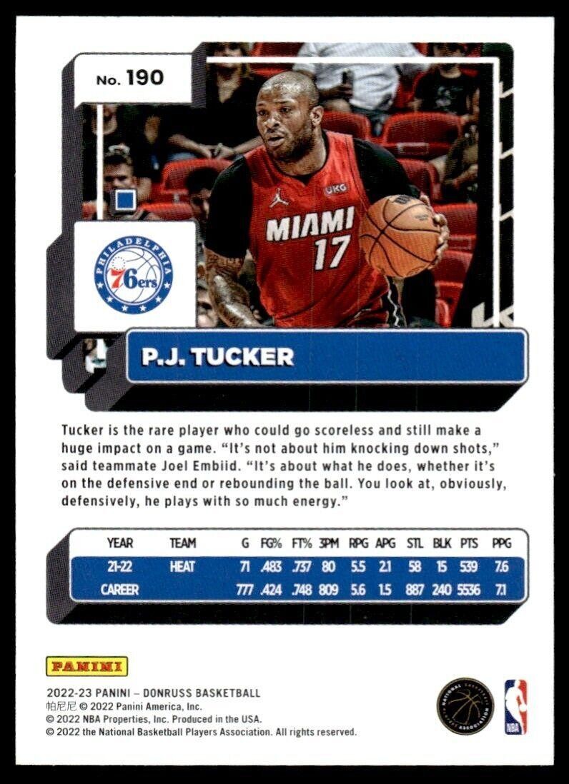 2022-23 Donruss Basketball Card P.J. Tucker Philadelphia 76ers #190