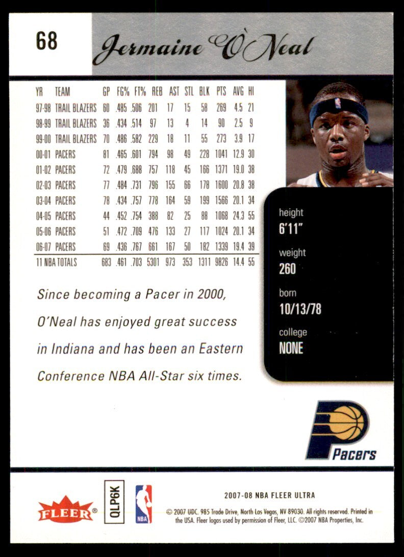 2007-08 Fleer Ultra Jermaine O'Neal Basketball Cards #68