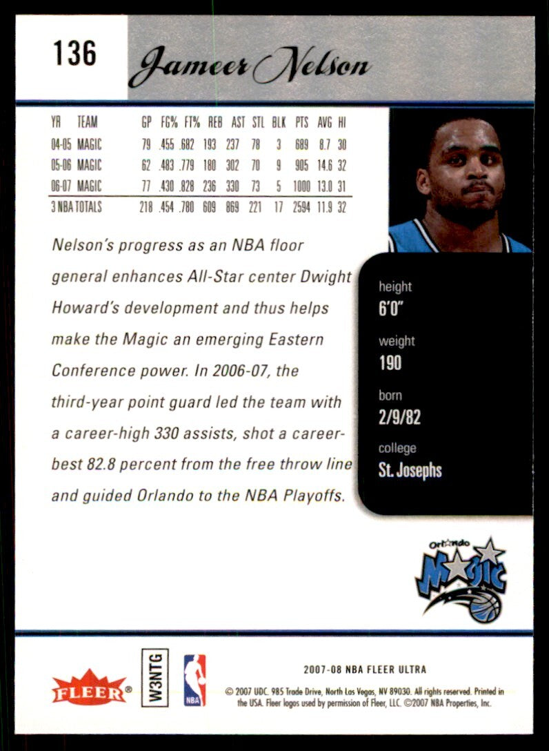 2007-08 Fleer Ultra Jameer Nelson Basketball Cards #136