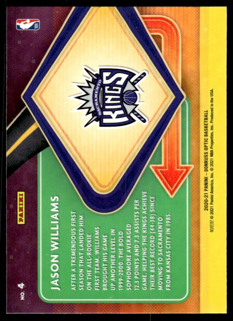 2020-21 Donruss Optic Basketball Card Jason Williams Sacramento Kings #4