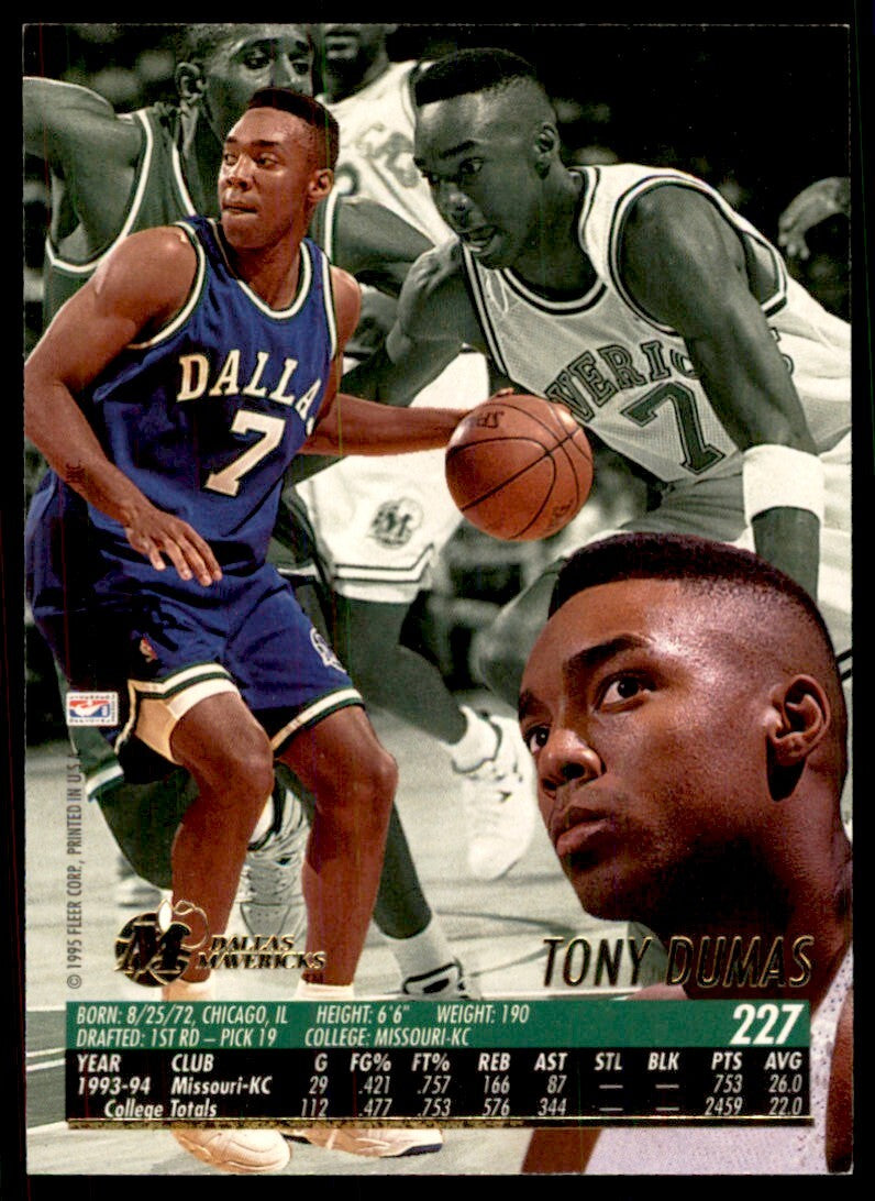 1994-95 Fleer Tony Dumas Basketball Cards #227