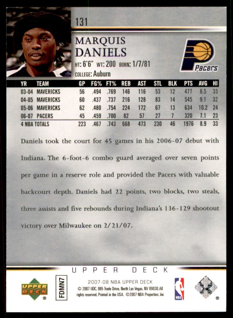 2007-08 Upper Deck Marquis Daniels A Basketball Cards #131
