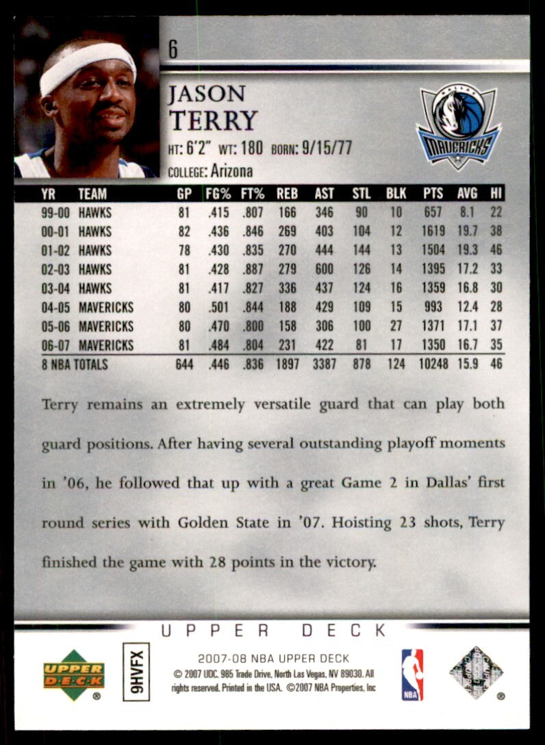 2007-08 Upper Deck Jason Terry A Basketball Cards #6