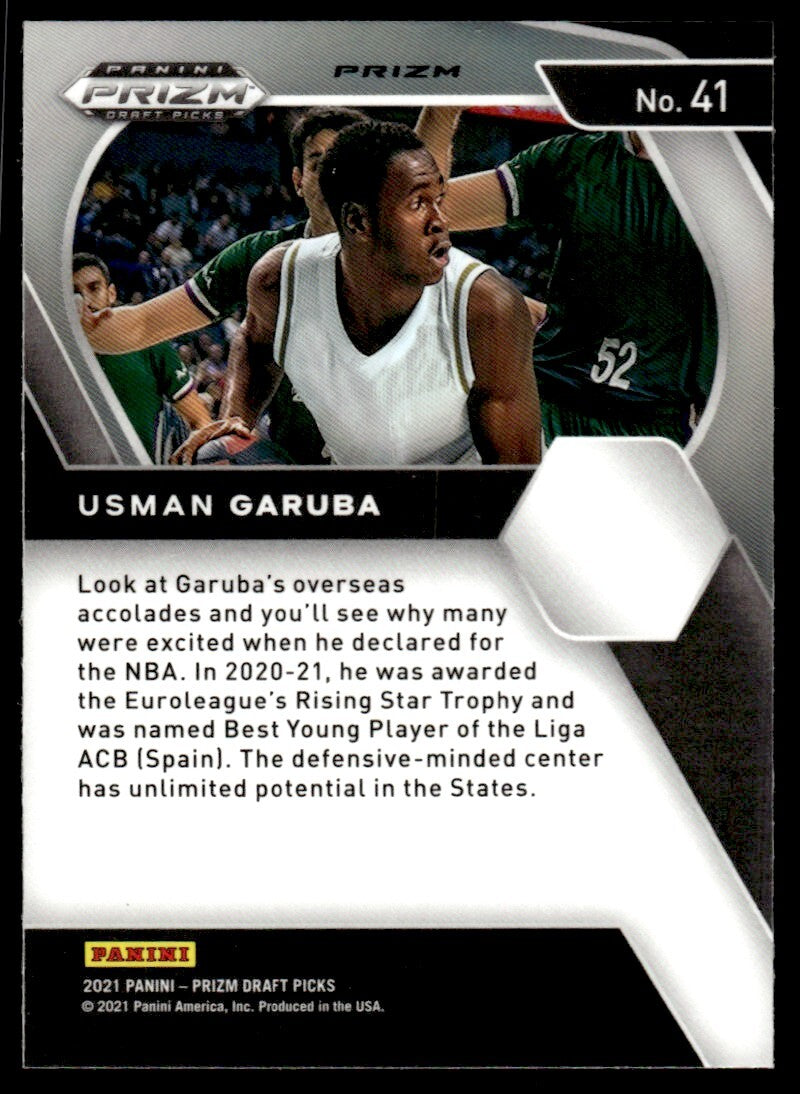 2021-22 Panini Prizm Draft Picks Usman Garuba Basketball Card Real Madrid #41