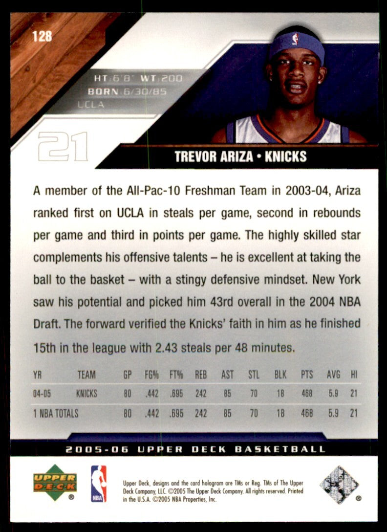2005-06 Upper Deck Trevor Ariza Basketball Cards #128