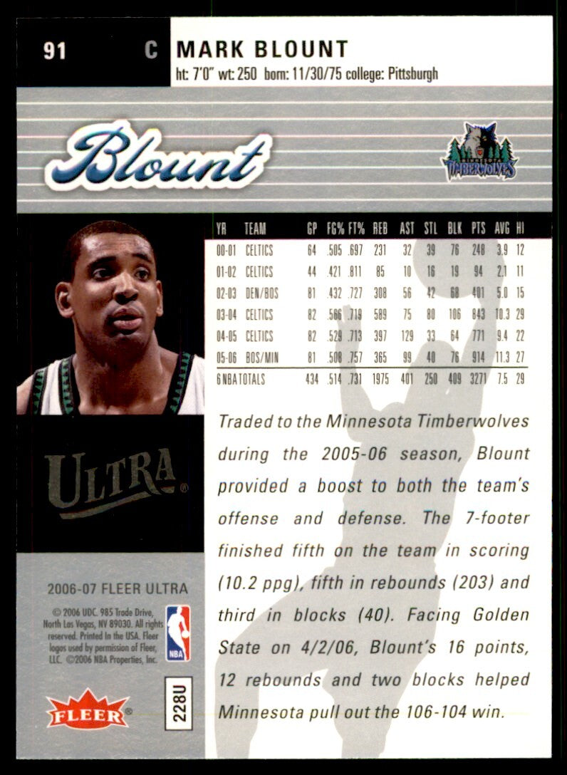 2006-07 Fleer Ultra Mark Blount Basketball Cards #91