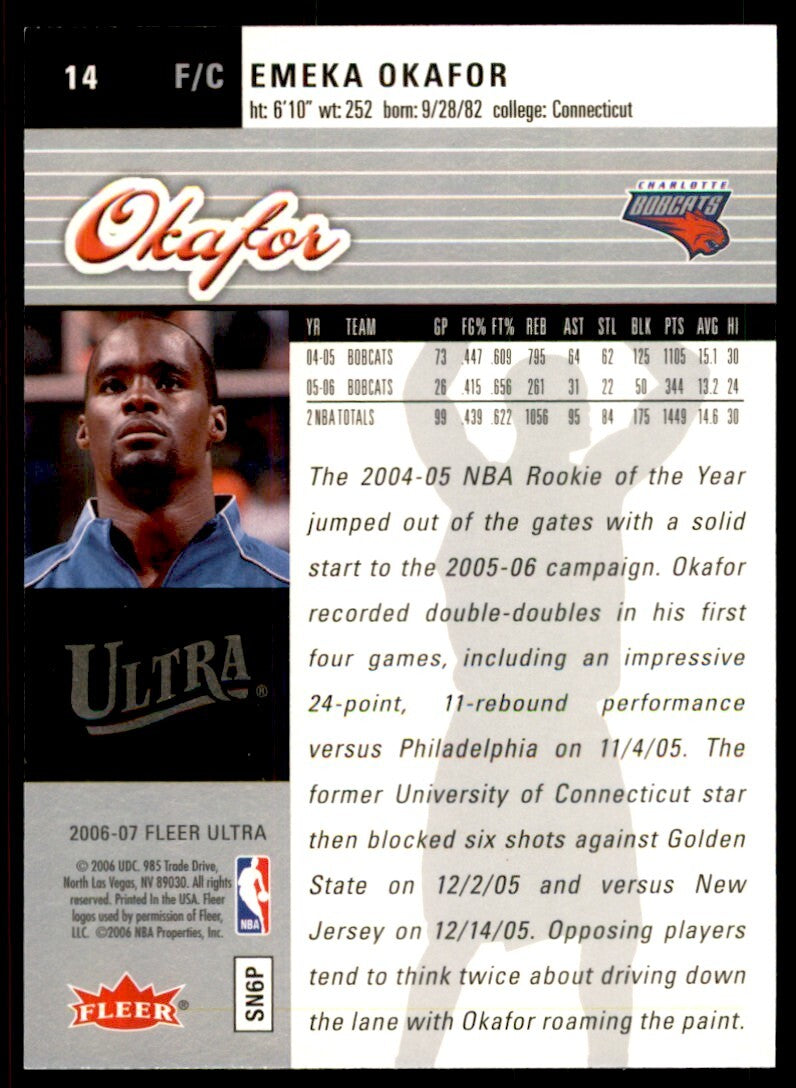2006-07 Fleer Ultra. Emeka Okafor Basketball Cards #14