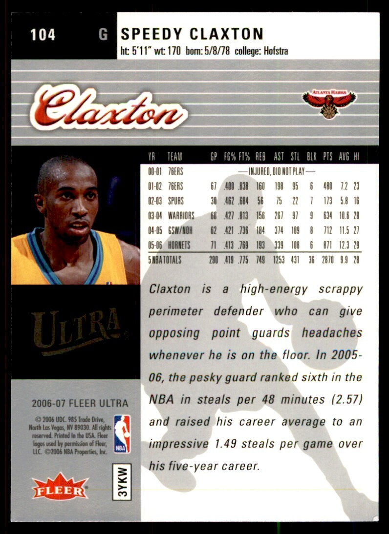 2006-07 Fleer Ultra. Speedy Claxton Basketball Cards #104