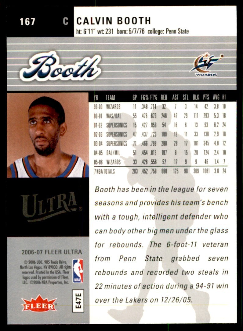 2006-07 Fleer Ultra. Calvin Booth Basketball Cards #167