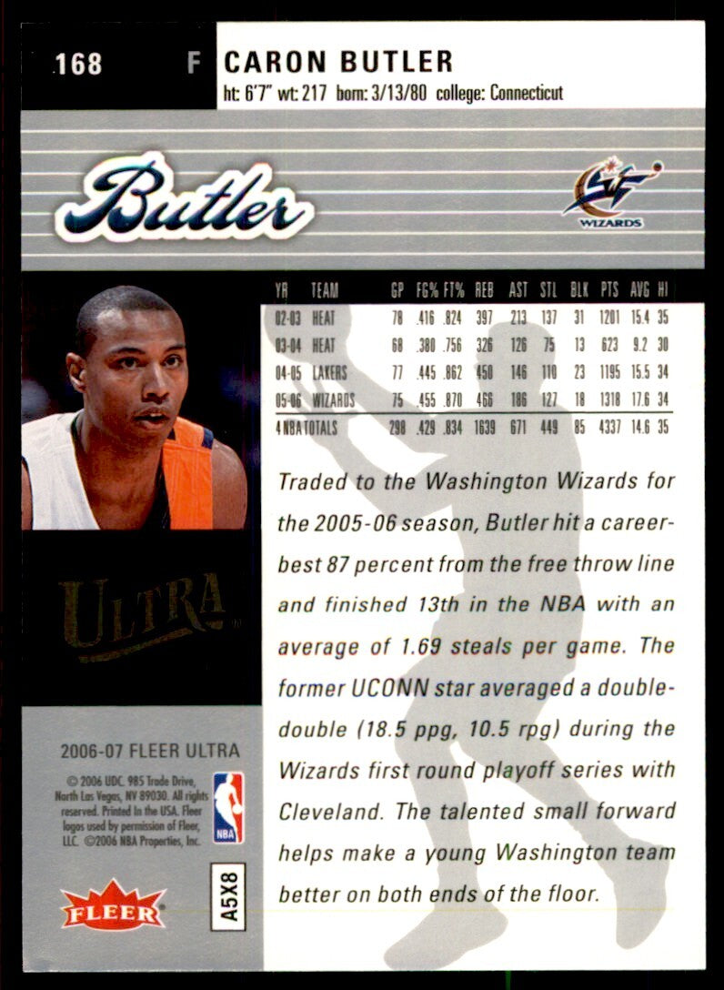 2006-07 Fleer Ultra. Caron Butler Basketball Cards #168
