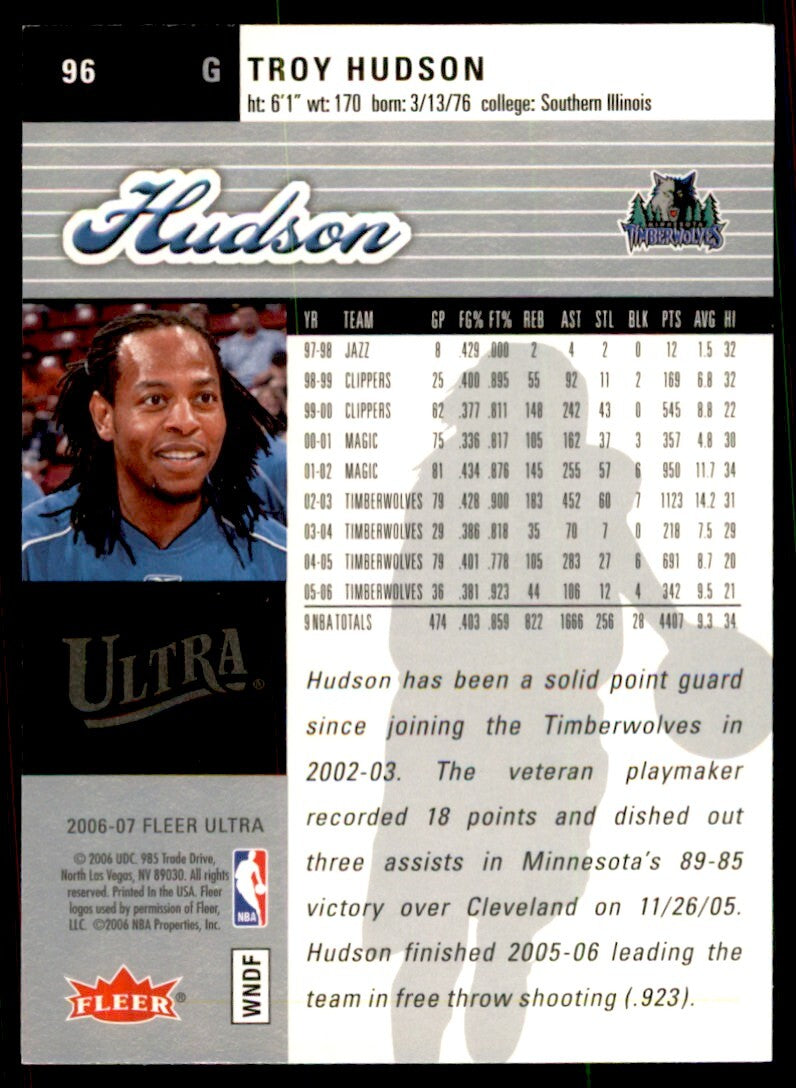 2006-07 Fleer Ultra. Troy Hudson Basketball Cards #96