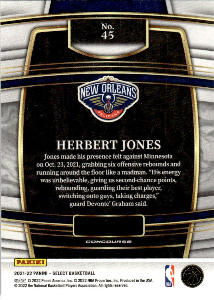 2021-22 Panini Select Basketball Card Herbert Jones New Orleans Pelicans #45