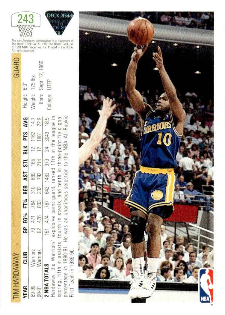 1991-92 Upper Deck Basketball Card Tim Hardaway Golden State Warriors #243