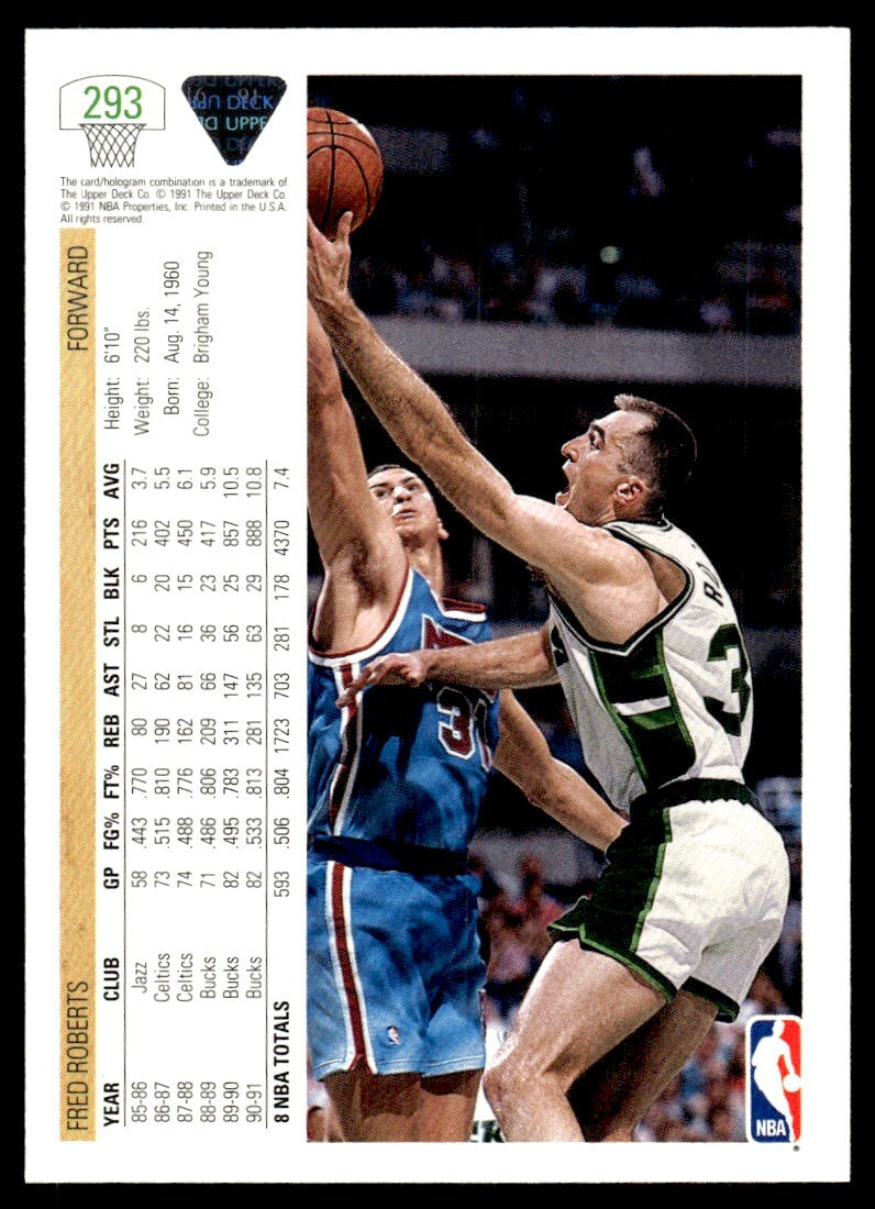 1991-92 Upper Deck Basketball Card Fred Roberts Milwaukee Bucks #293