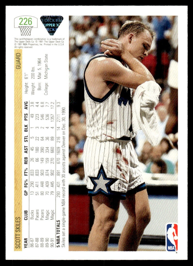 1991-92 Upper Deck Basketball Card Scott Skiles Orlando Magic #226