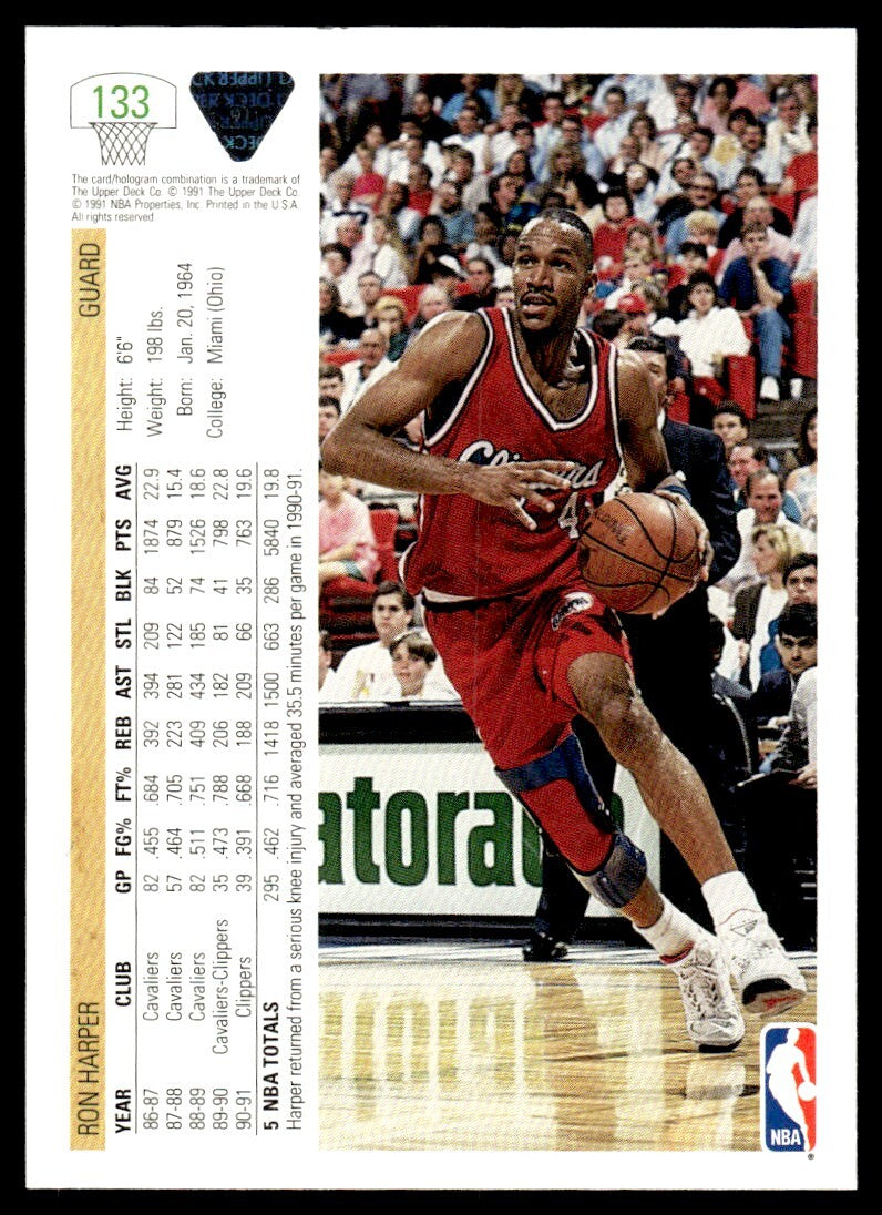 1991-92 Upper Deck Ron Harper Los Angeles Clippers #133