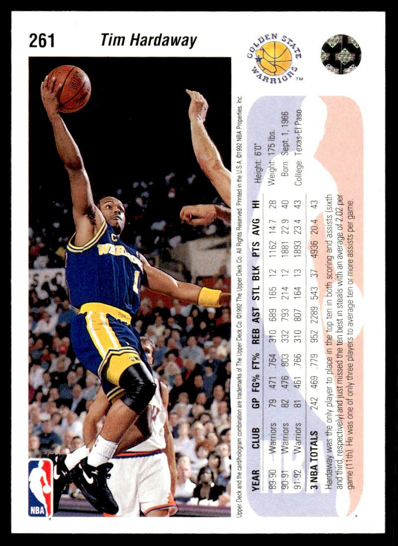 1992-93 Upper Deck Basketball Card Tim Hardaway Golden State Warriors #261