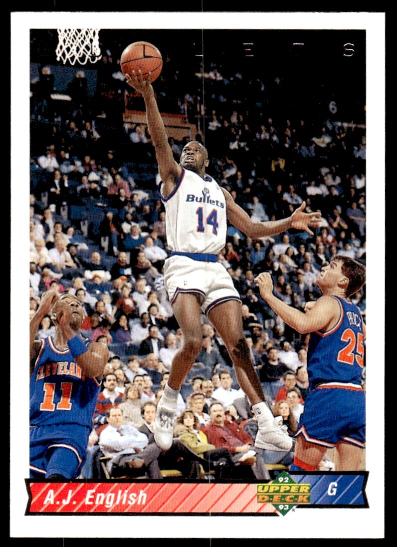 1992-93 Upper Deck Basketball Card A.J. English Washington Bullets #208