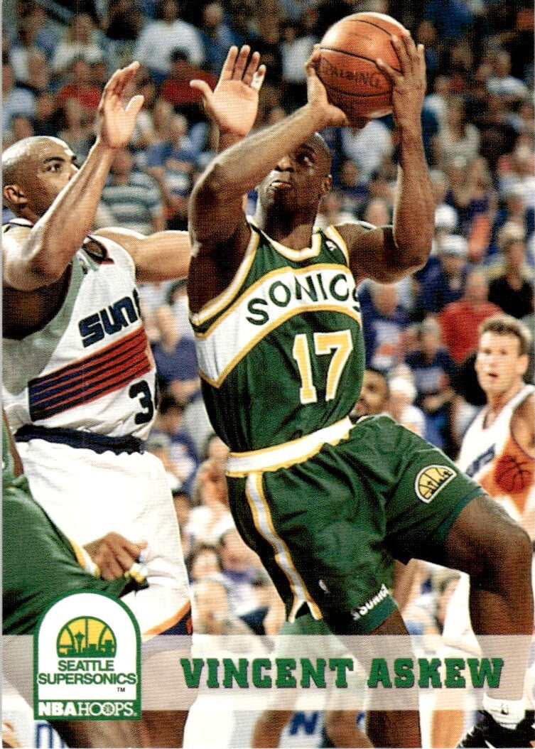 1993-94 NBA Hoops Basketball Card Vincent Askew Seattle SuperSonics #407