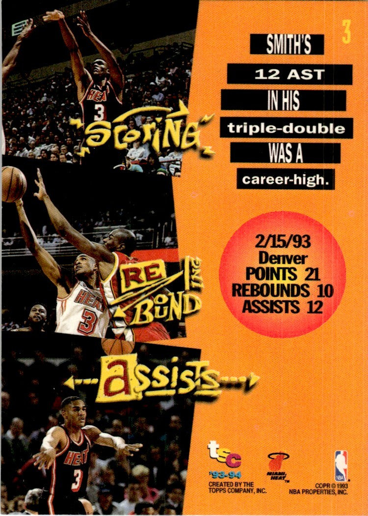 1993-94 Stadium Club Basketball Card Steve Smith Miami Heat #3