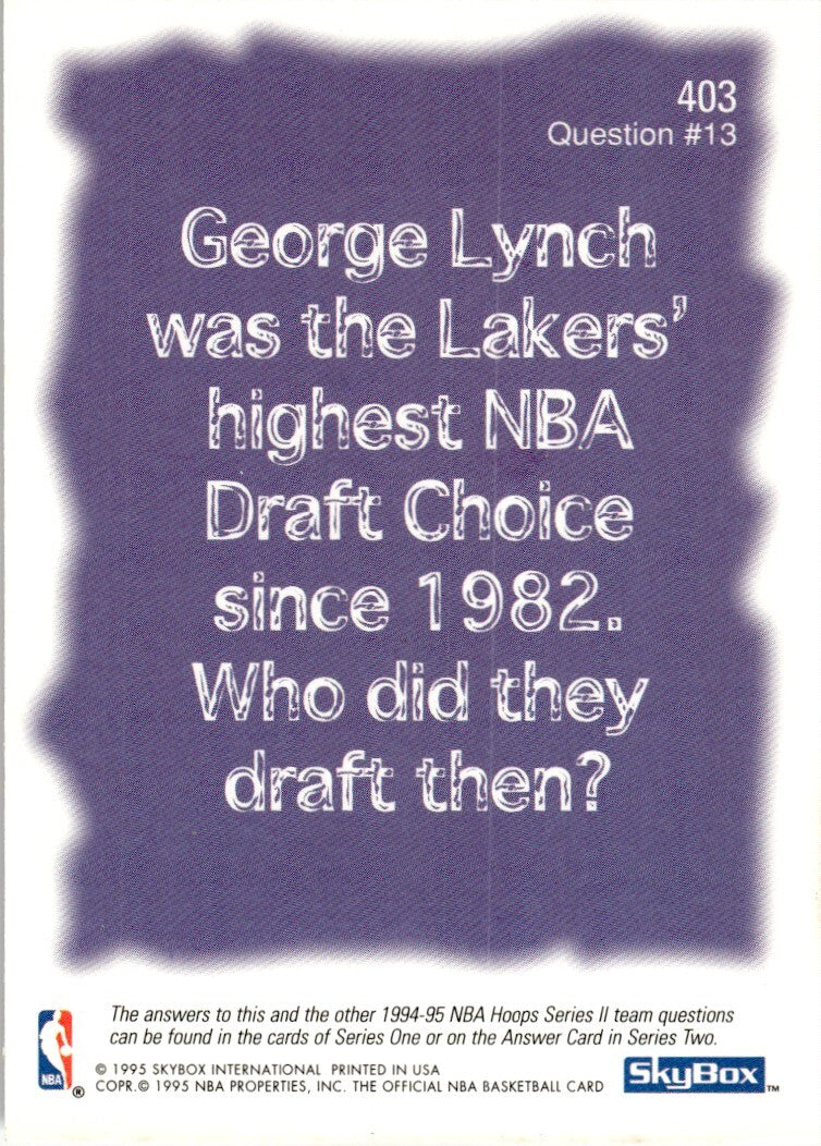 1994-95 NBA Hoops Los Angeles Lakers #403