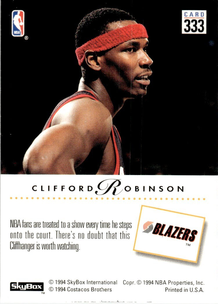 1993-94 SkyBox Basketball Card Clifford Robinson Portland Trail Blazers #333