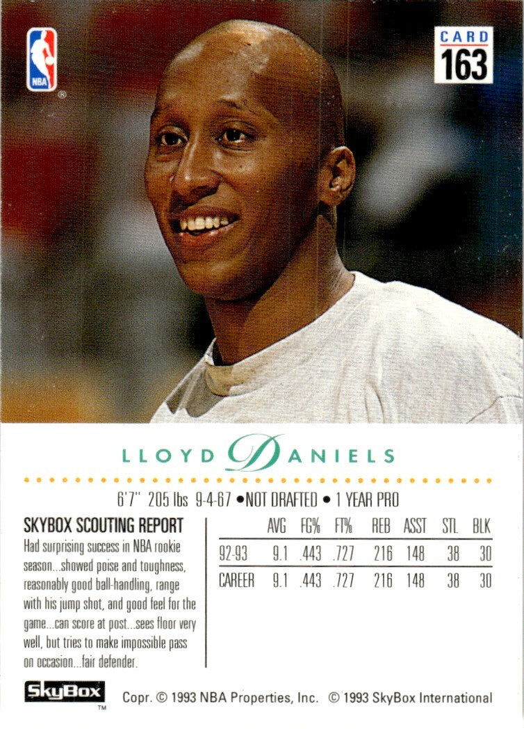 1993-94 SkyBox Basketball Card Lloyd Daniels San Antonio Spurs #163
