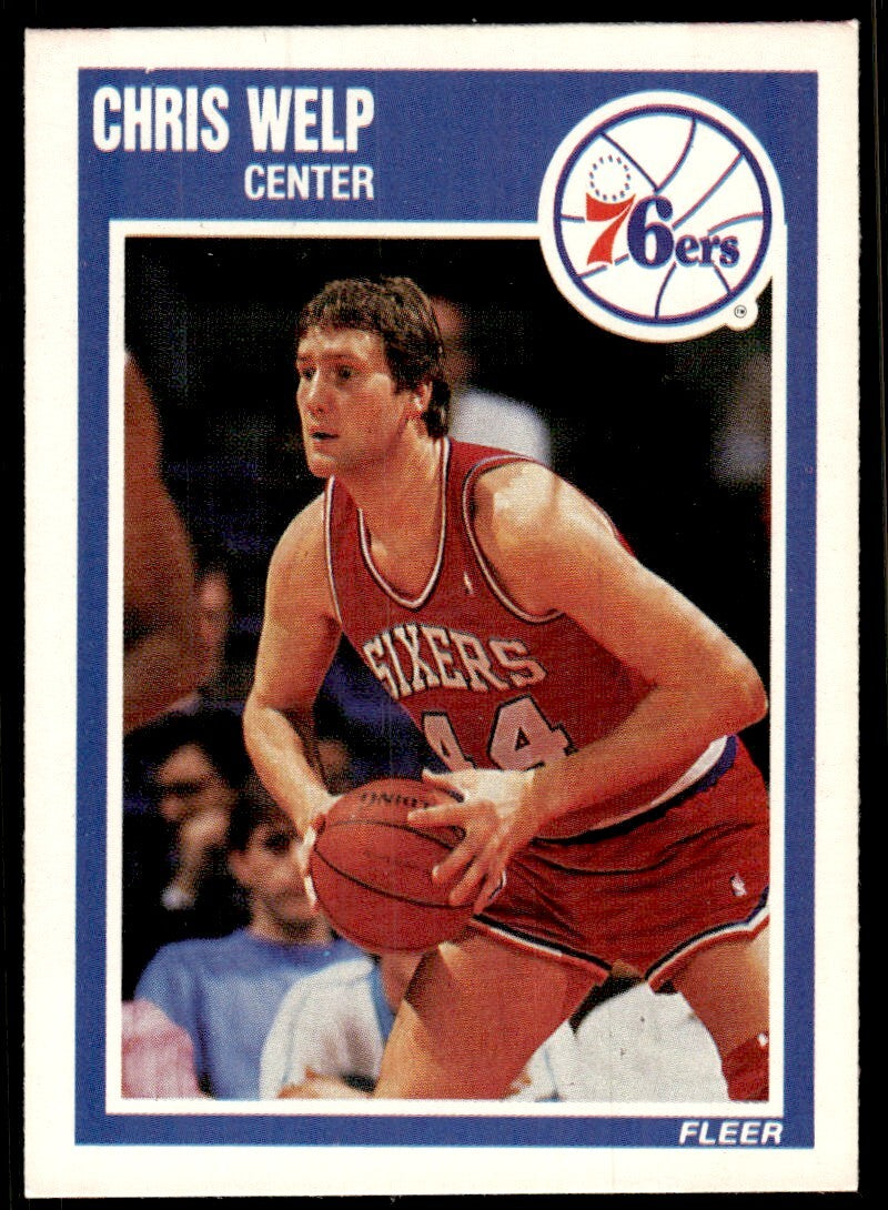 1989-90 Fleer Basketball Card Chris Welp Rookie Philadelphia 76ers #118