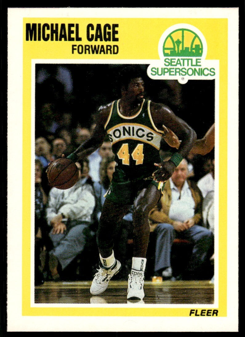 1989-90 Fleer Basketball Card Michael Cage A Seattle SuperSonics #145