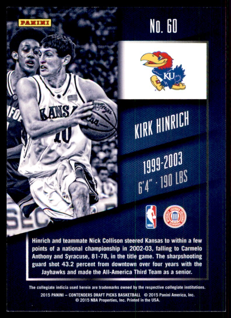 2015-16 Panini Contenders Draft Picks Kirk Hinrich B Basketball Cards #60