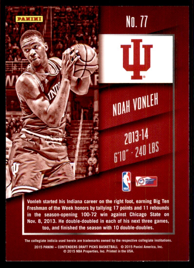 2015-16 Panini Contenders Draft Picks Noah Vonleh B Basketball Cards #77