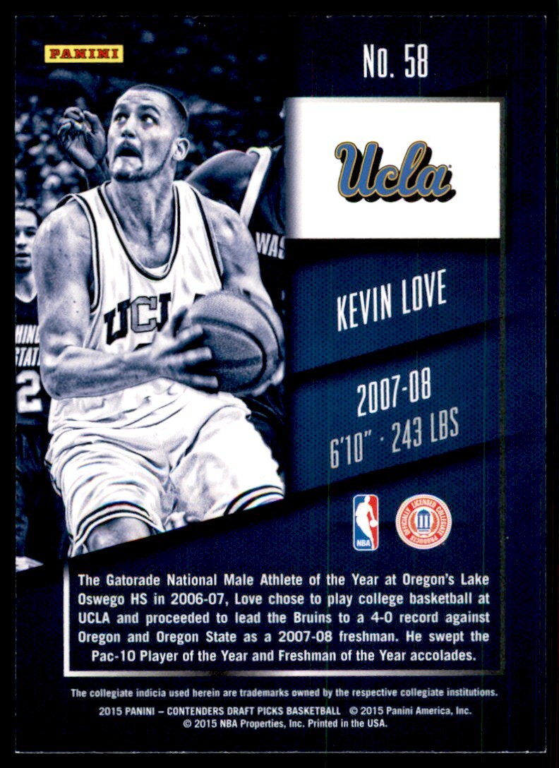 2015-16 Panini Contenders Draft Picks Kevin Love B Basketball Cards #58