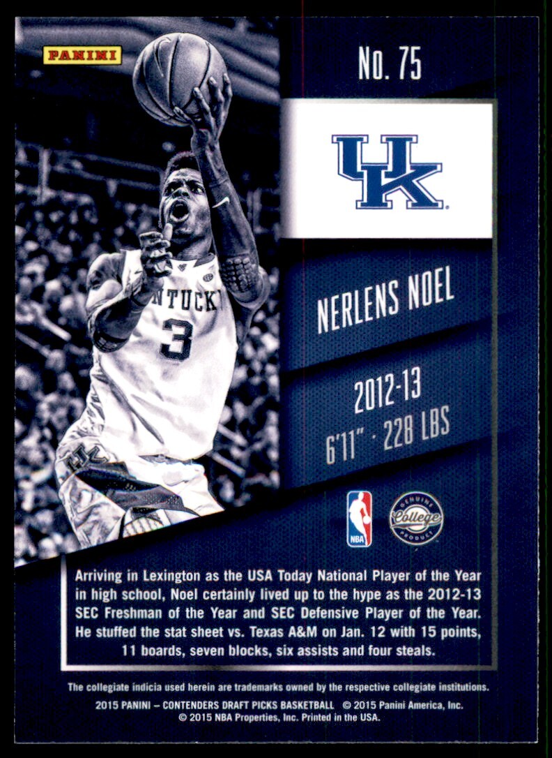 2015-16 Panini Contenders Draft Picks Nerlens Noel Basketball Cards #75