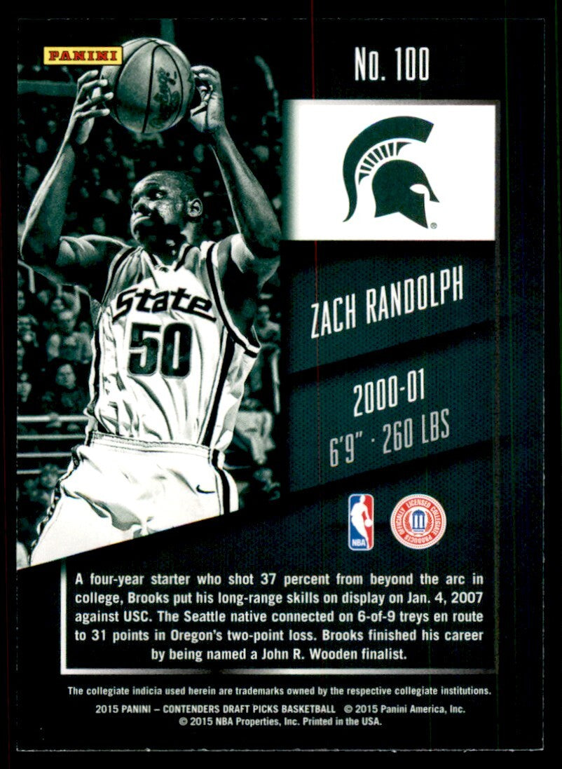 2015-16 Panini Contenders Draft Picks Zach Randolph Basketball Cards #100