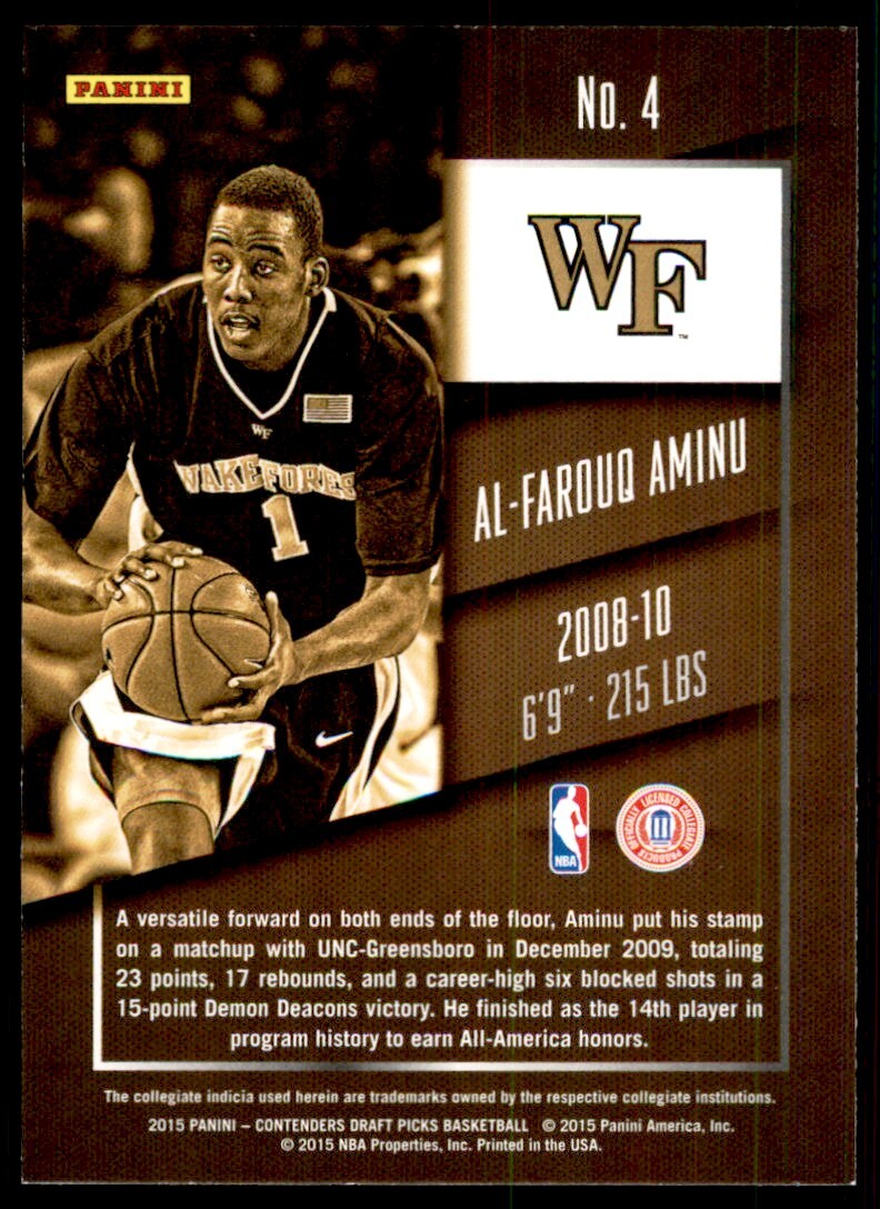 2015-16 Panini Contenders Draft Picks Al-Farouq Aminu Basketball Cards #4