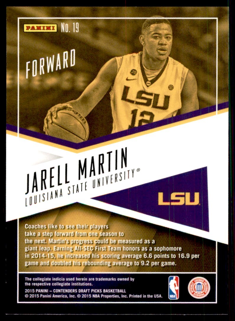 2015-16 Panini Contenders Draft Picks. Jarell Martin A Basketball Cards #19