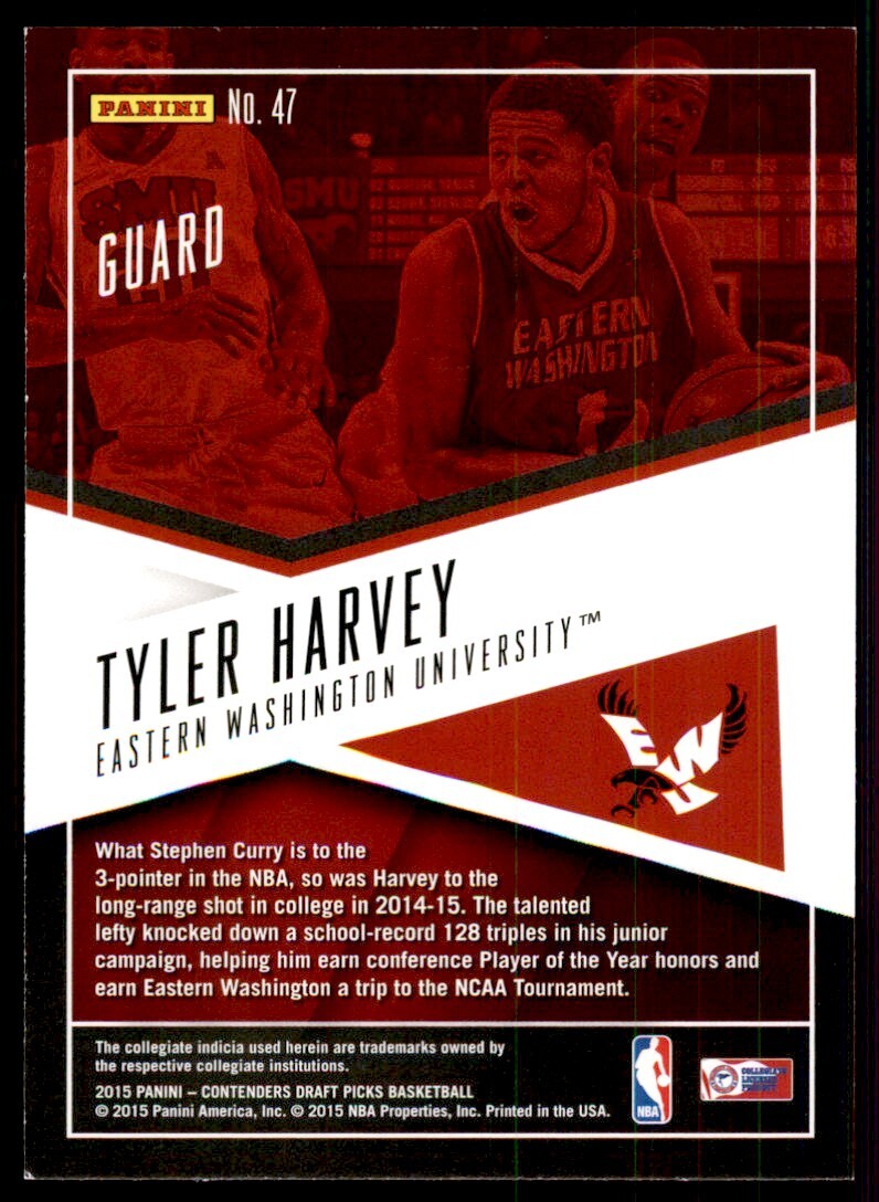 2015-16 Panini Contenders Draft Picks. Tyler Harvey E Basketball Cards #47
