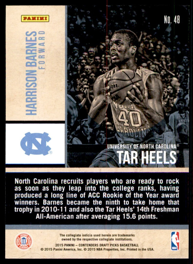 2015-16 Panini Contenders Draft Picks. Harrison Barnes F Basketball Cards #48