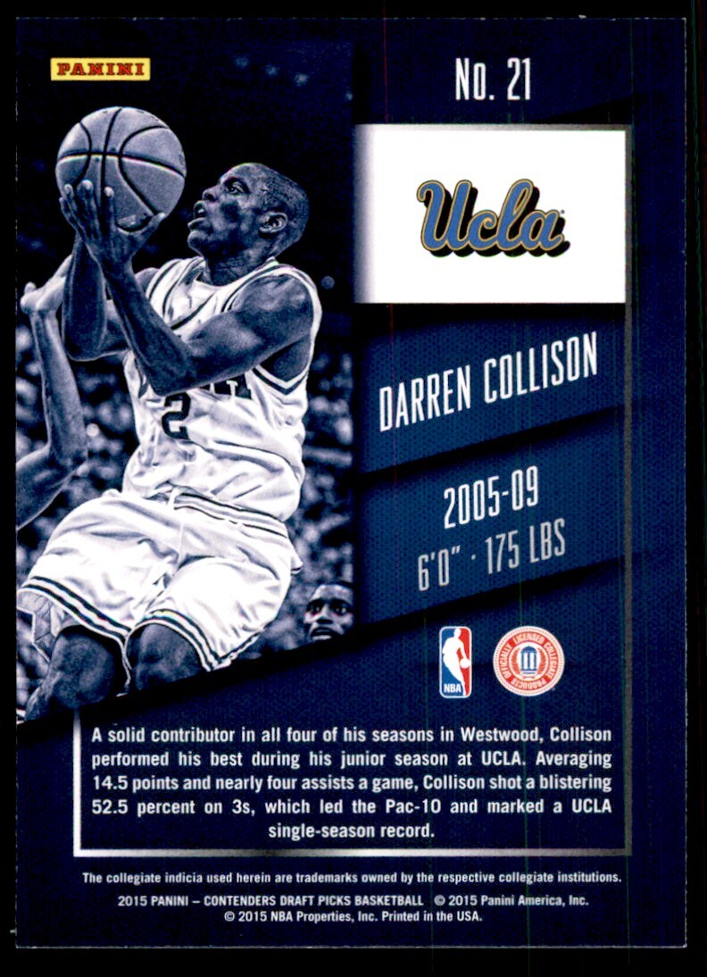 2015-16 Panini Contenders Draft Picks. Darren Collison F Basketball Cards #21