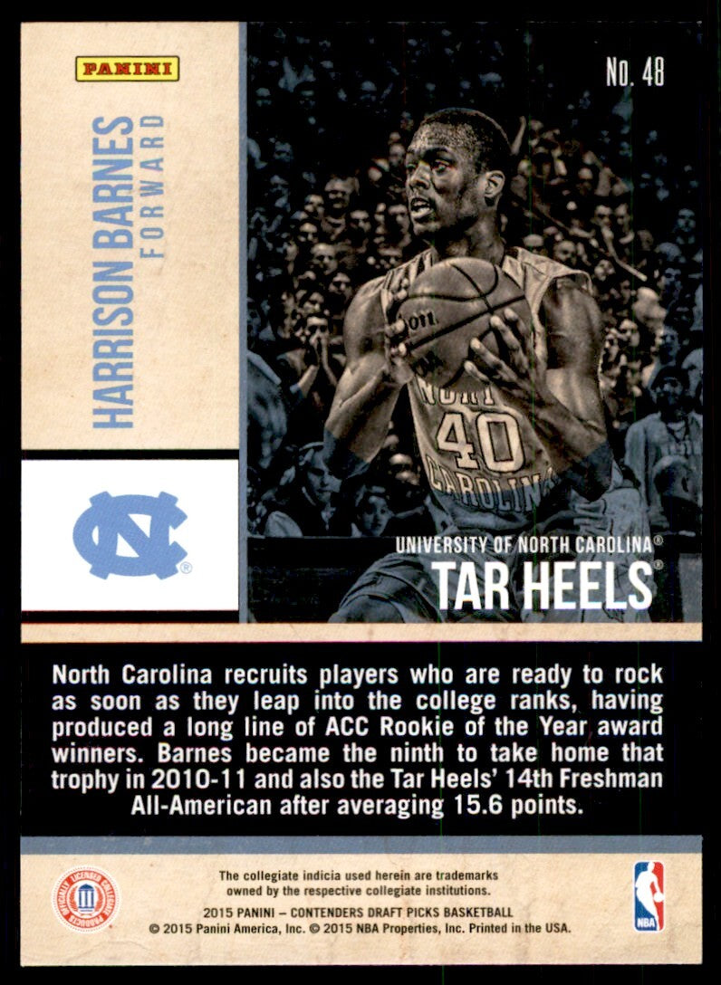 2015-16 Panini Contenders Draft Picks. Harrison Barnes Basketball Cards #48