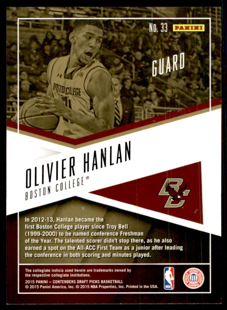 2015-16 Panini Contenders Draft Picks. Olivier Hanlan Basketball Cards #33