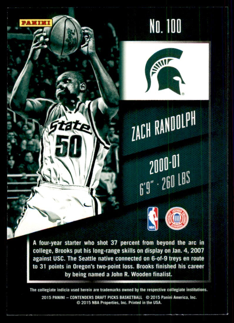 2015-16 Panini Contenders Draft Picks. Zach Randolph Basketball Cards #100