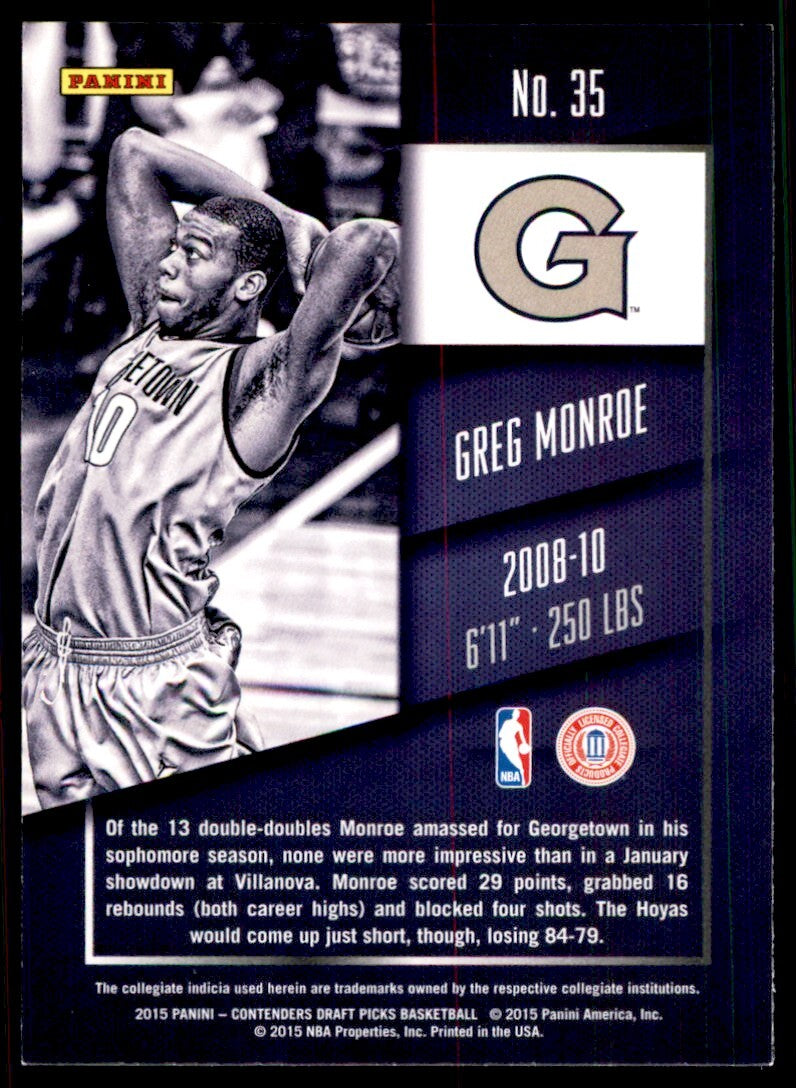2015-16 Panini Contenders Draft Picks. Greg Monroe A Basketball Cards #35