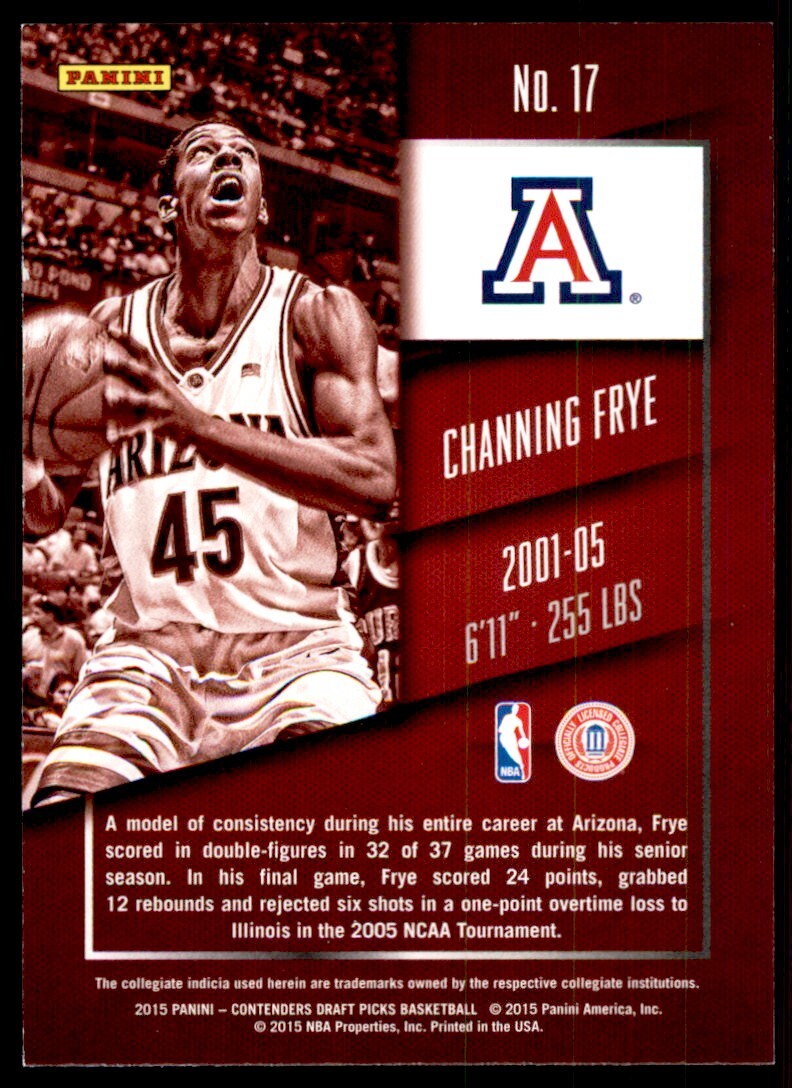 2015-16 Panini Contenders Draft Picks; Channing Frye Basketball Cards #17