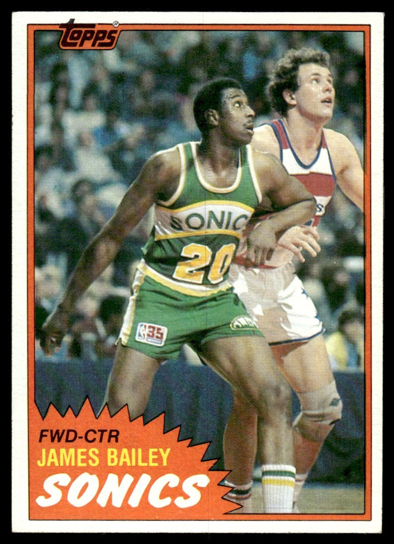 1981-82 Topps Basketball Card James Bailey Seattle SuperSonics #W96