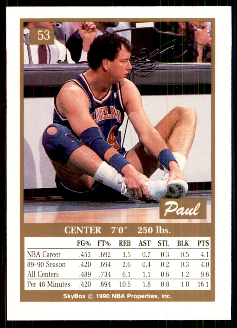 1990-91 SkyBox. Paul Mokeski Basketball Cards #53