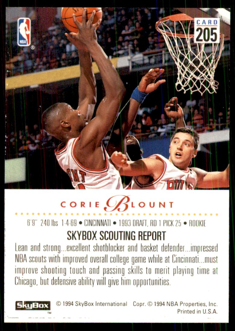 1993-94 SkyBox Corie Blount A Basketball Cards #205