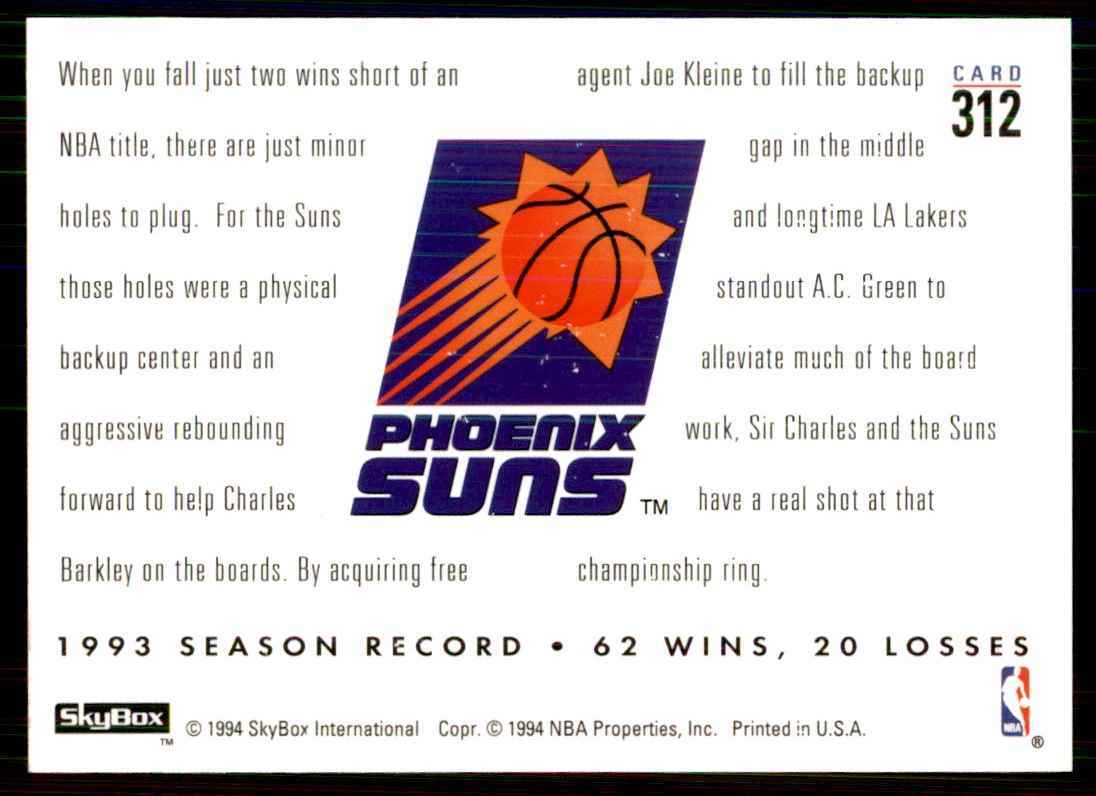 1993-94 SkyBox Joe Kleine/A.C. Green Basketball Cards #312