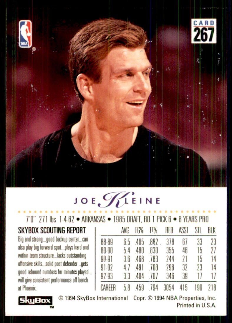 1993-94 SkyBox Joe Kleine Basketball Cards #267